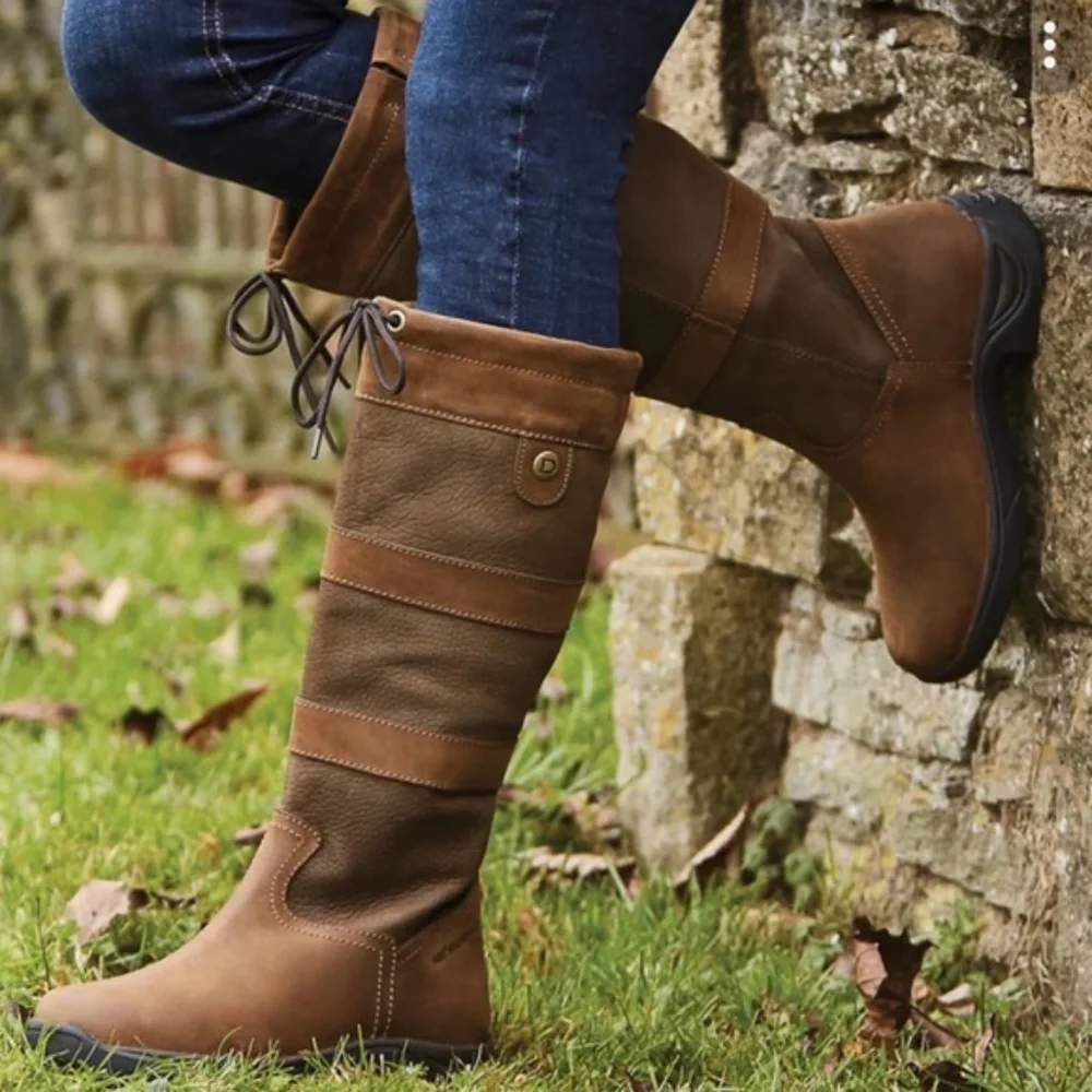 To the Knee Tan Suede Lace-Top Boots